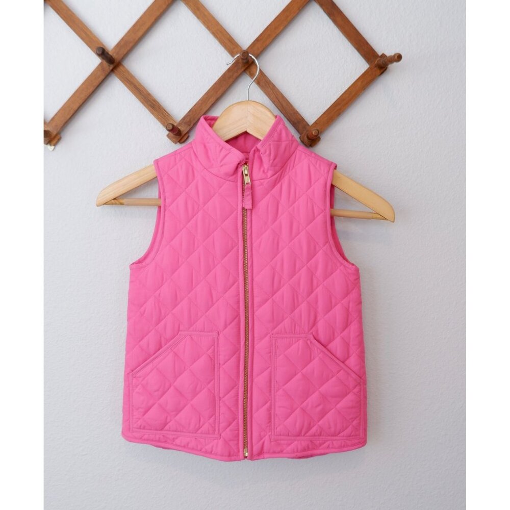 J.Crew Crewcuts Girls Pink Barbiecore Quilted Puffer Vest, size 4-5